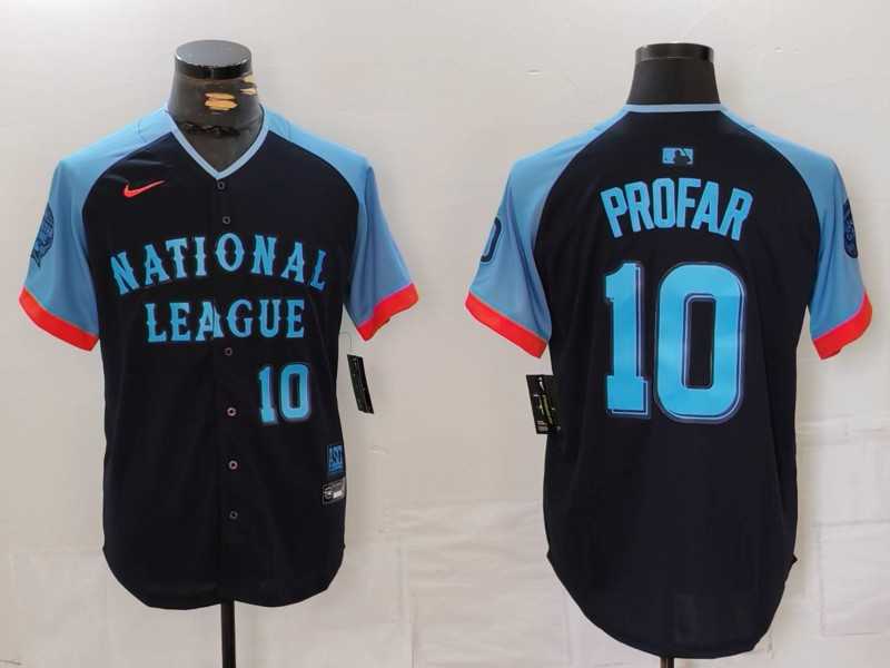 Mens San Diego Padres #10 Jurickson Profar Number Navy 2024 All Star Limited Stitched Jersey